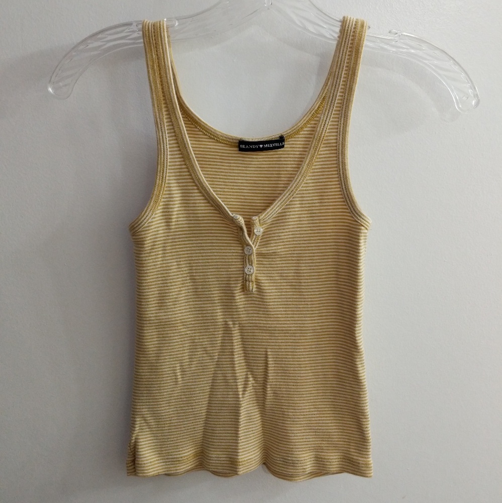 Brandy Melville striped yellow tank top